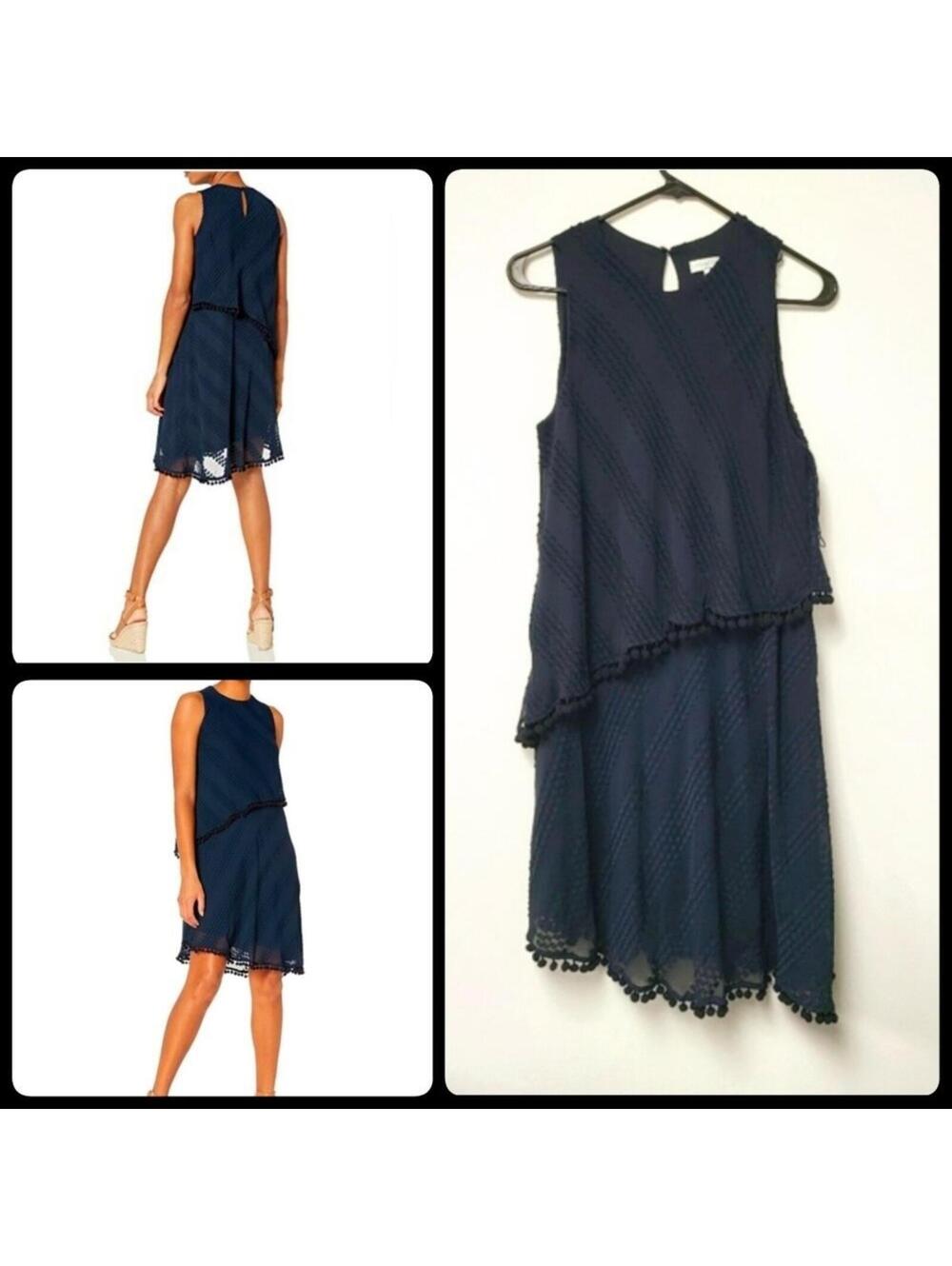 London Times Lagenlook Navy Asymmetrical Dress sz 10 - Picture 3 of 7